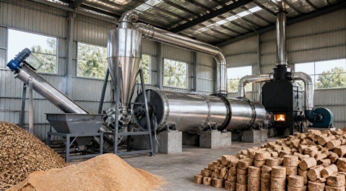 From Farm Waste to Fuel: The Role of a Biomass Dryer System Industrial biomass dryer system with cyclone separator, drying pipeline and sawdust